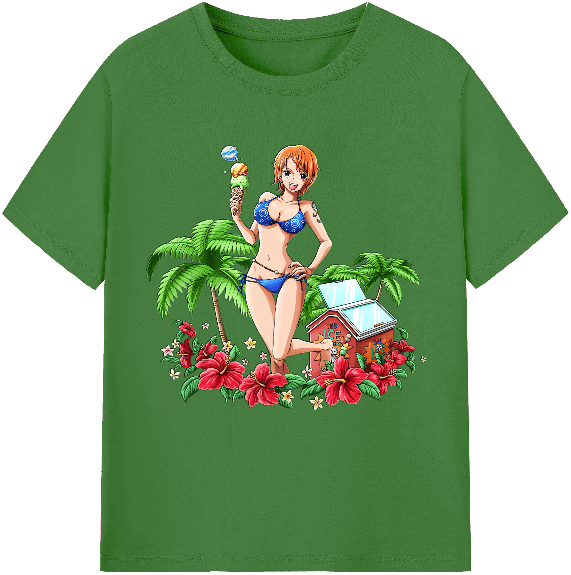 （画像用） ワンピース ナミ ONE PIECE Nami レディースカジュアルプリントTシャツ（綿100％）